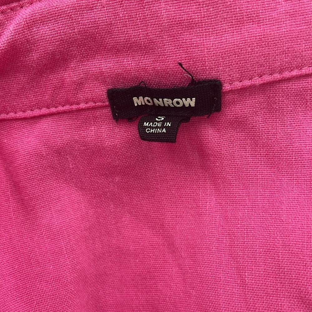 Monroe Linen Blend Wrap Shirt Dress‎ Pink Small - Picture 7 of 8